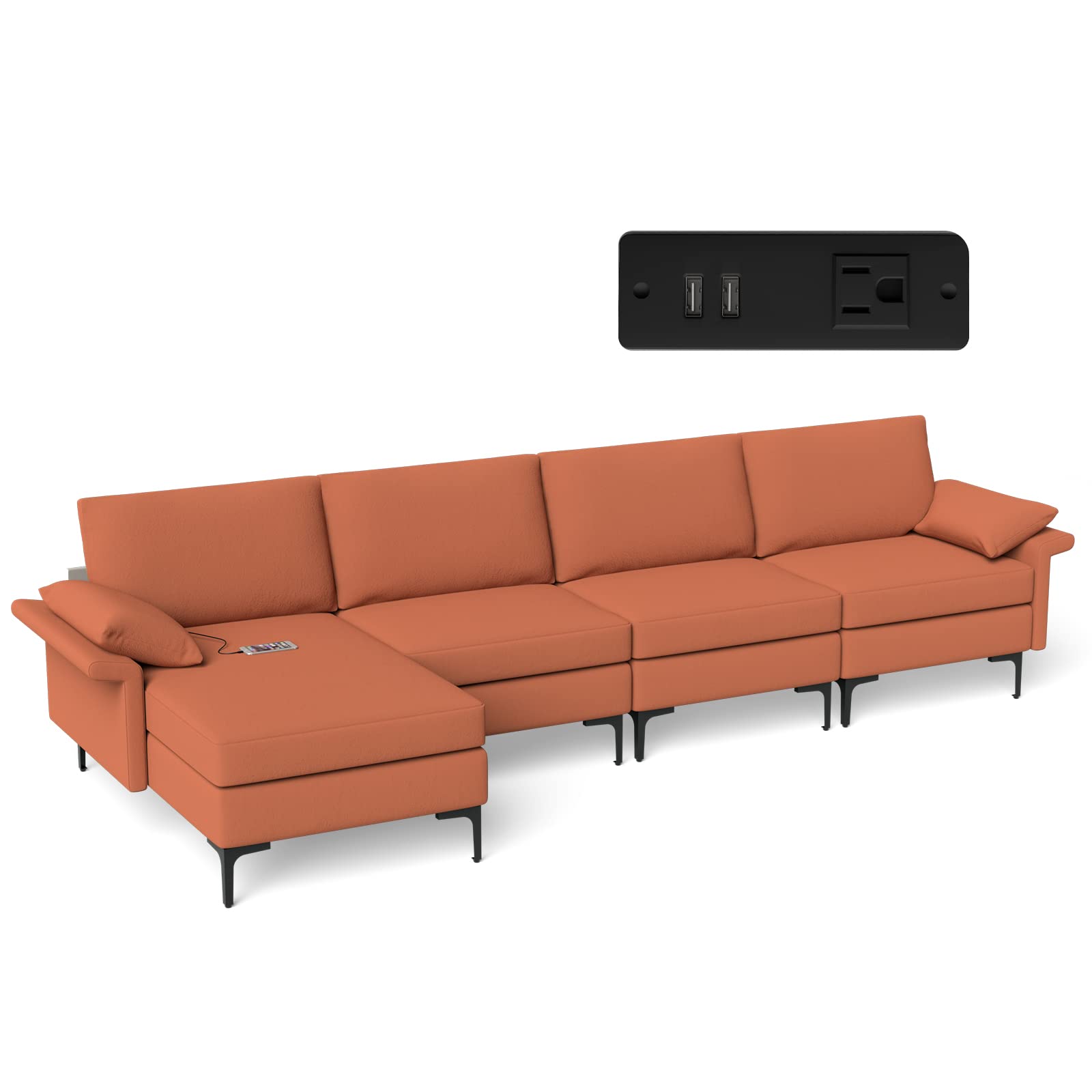 Giantex 130.5" L Convertible Sofa Couch, Sectional Sleeper 