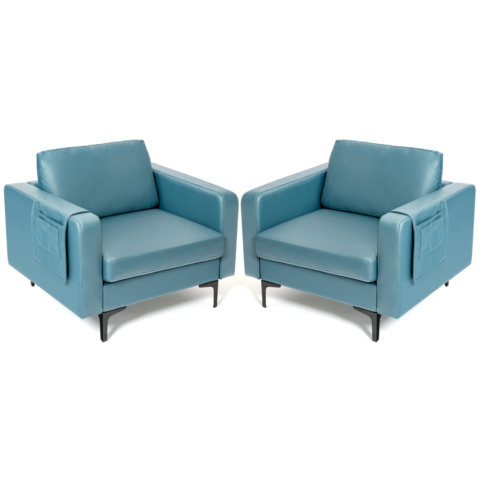 Giantex Modern Accent Chair w/Comfy Thick Cushion, Magazine Pockets 