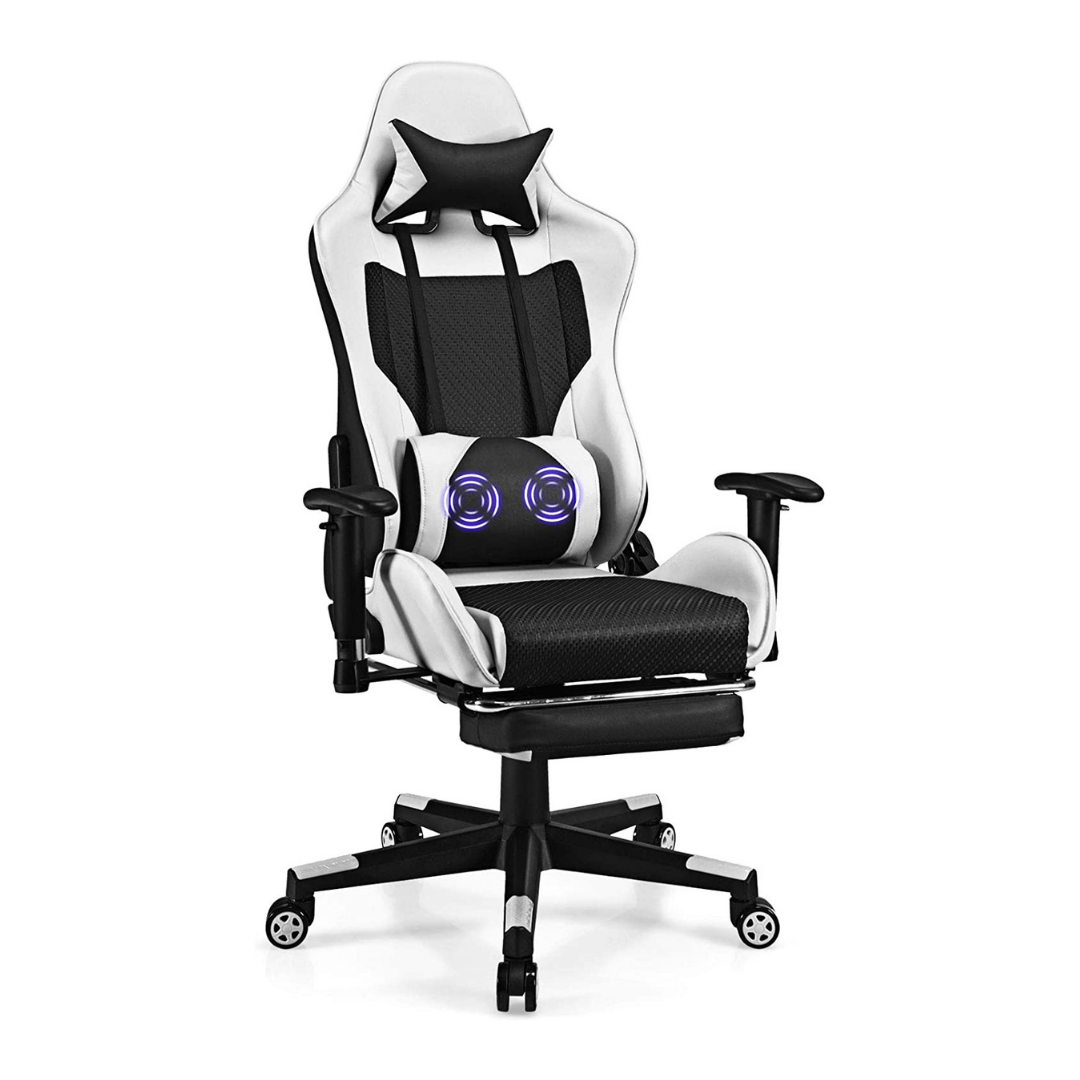 Massage Gaming Chair, Adjustable High Back with Health Massager Lumbar Support 