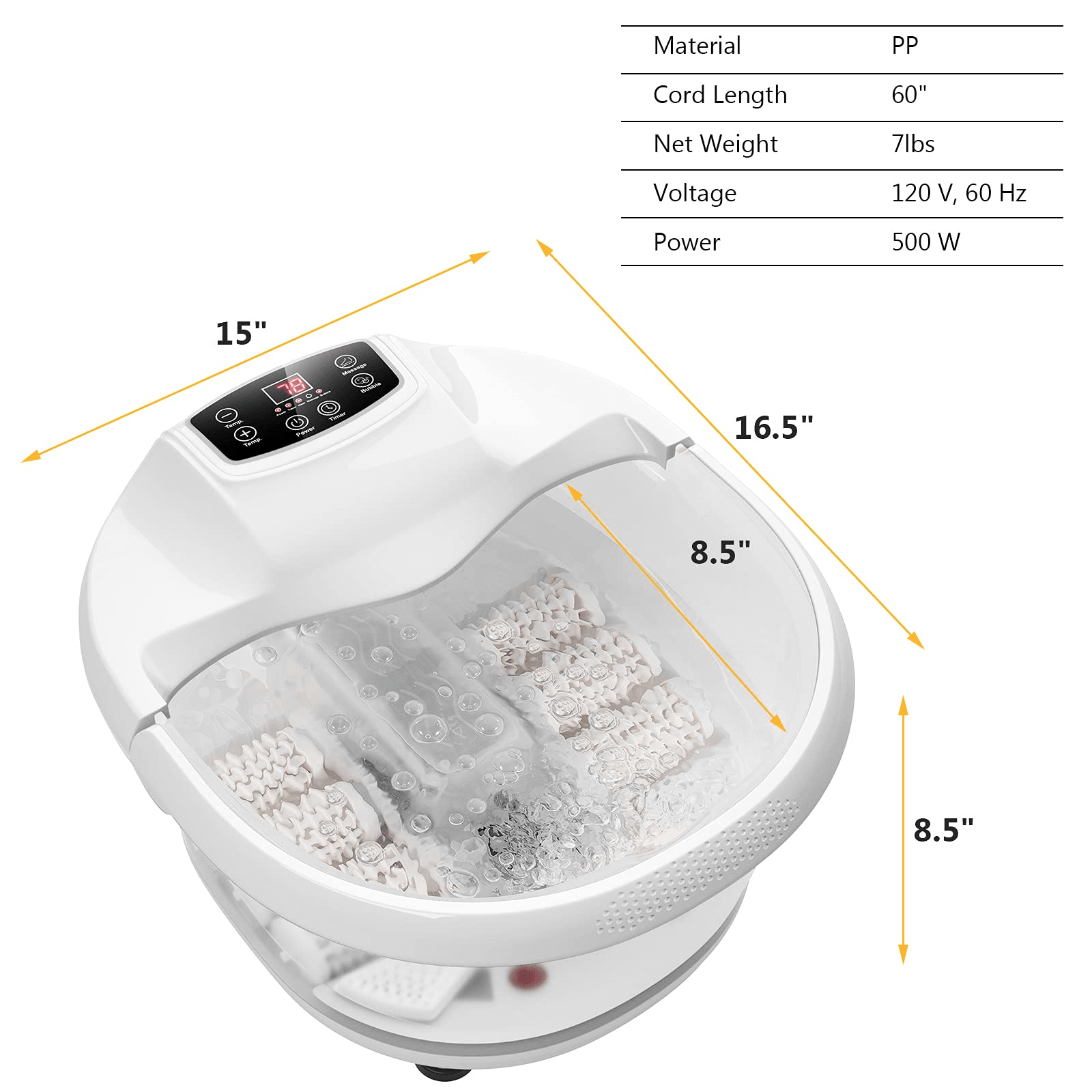 Giantex Foot Spa Bath Massager with Heat Bubbles, 6 Motorized Massage Rollers 