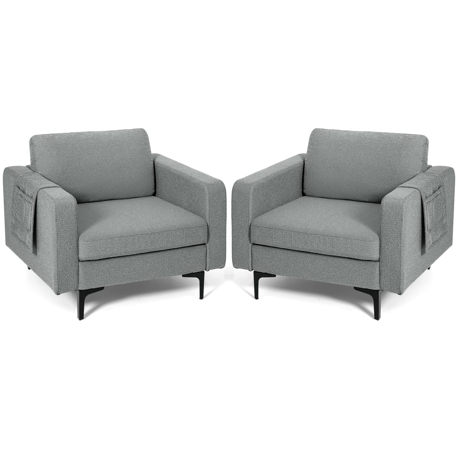 Giantex Modern Accent Chair w/Comfy Thick Cushion, Magazine Pockets 