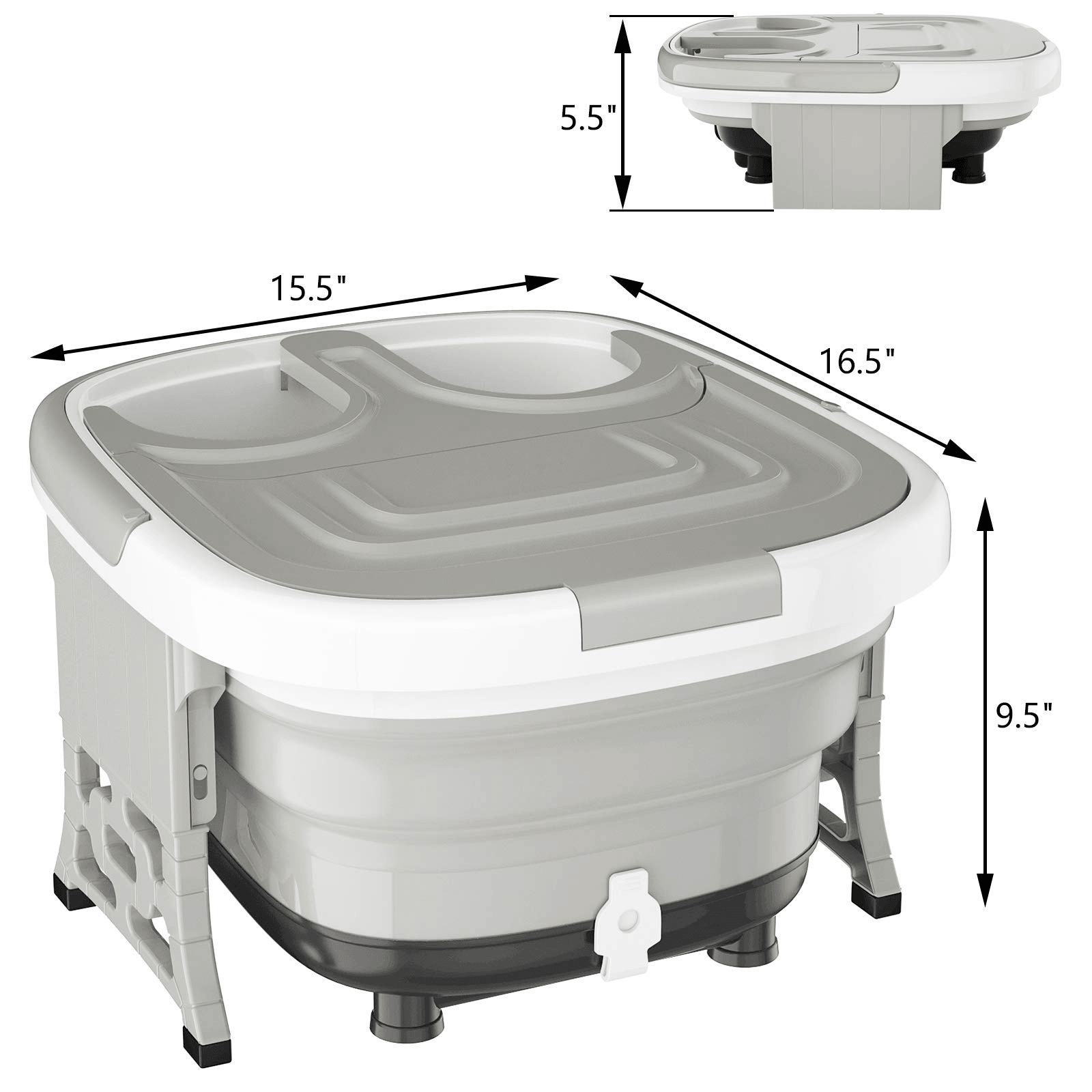 Giantex 6 in 1 Foot Spa Bath Massager Collapsible, Pedicure Tub Bath w/Folding Cover, Feet Salon Tub (Blue/Gray) 