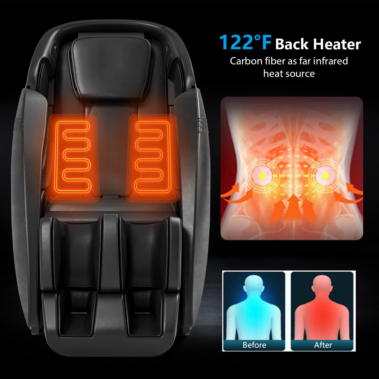 Giantex SL Track Massage Recliner Zero Gravity W/Negative Ion Generator 