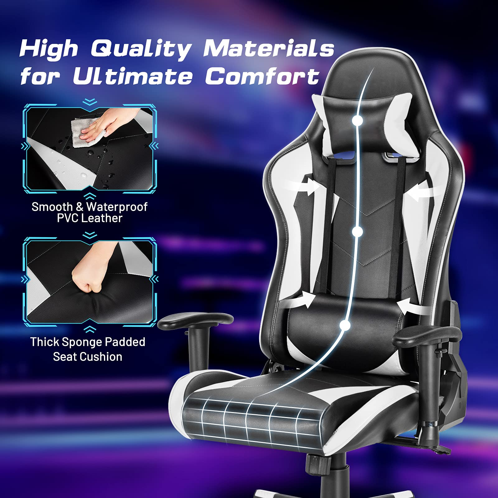 Giantex Home Office Chair PU Leather Desk Chair 