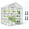 Giantex Walk-in Greenhouse w/ 3 Tiers 4 Shelves, 4 Ground Stakes & Ropes, PVC Cover