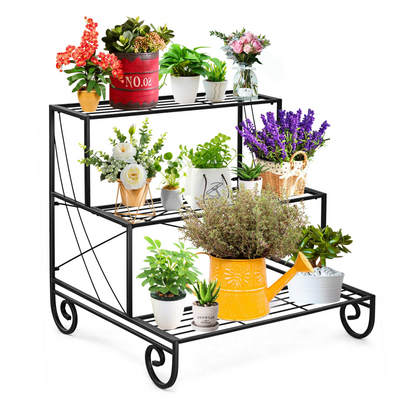 Giantex 3 Tier Metal Plant Stand, Stair Style Flower Pot Holder 