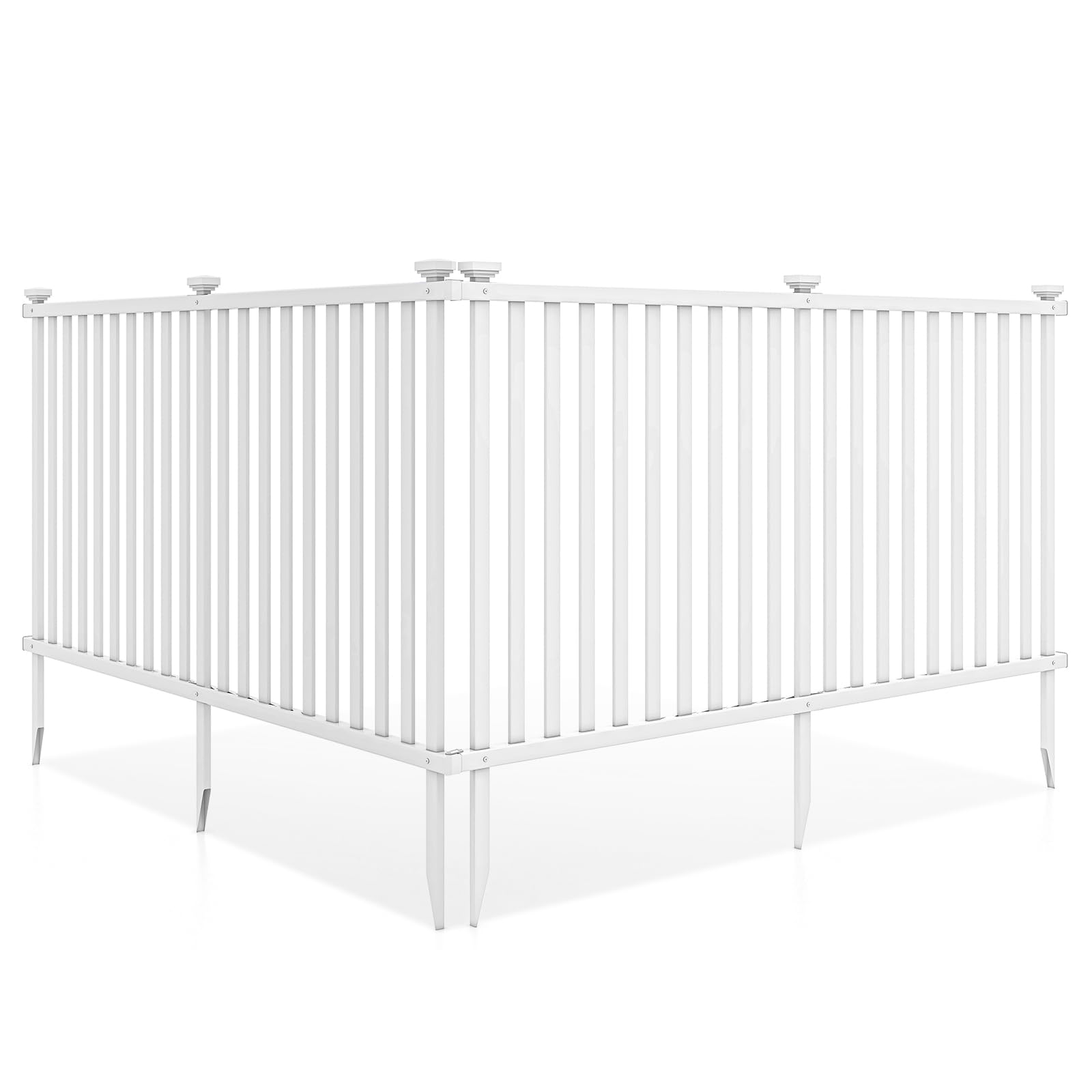 Giantex White Picket Fence - 2 Panels, 80''W x 37.5''H Decorative Outdoor Garden Fence