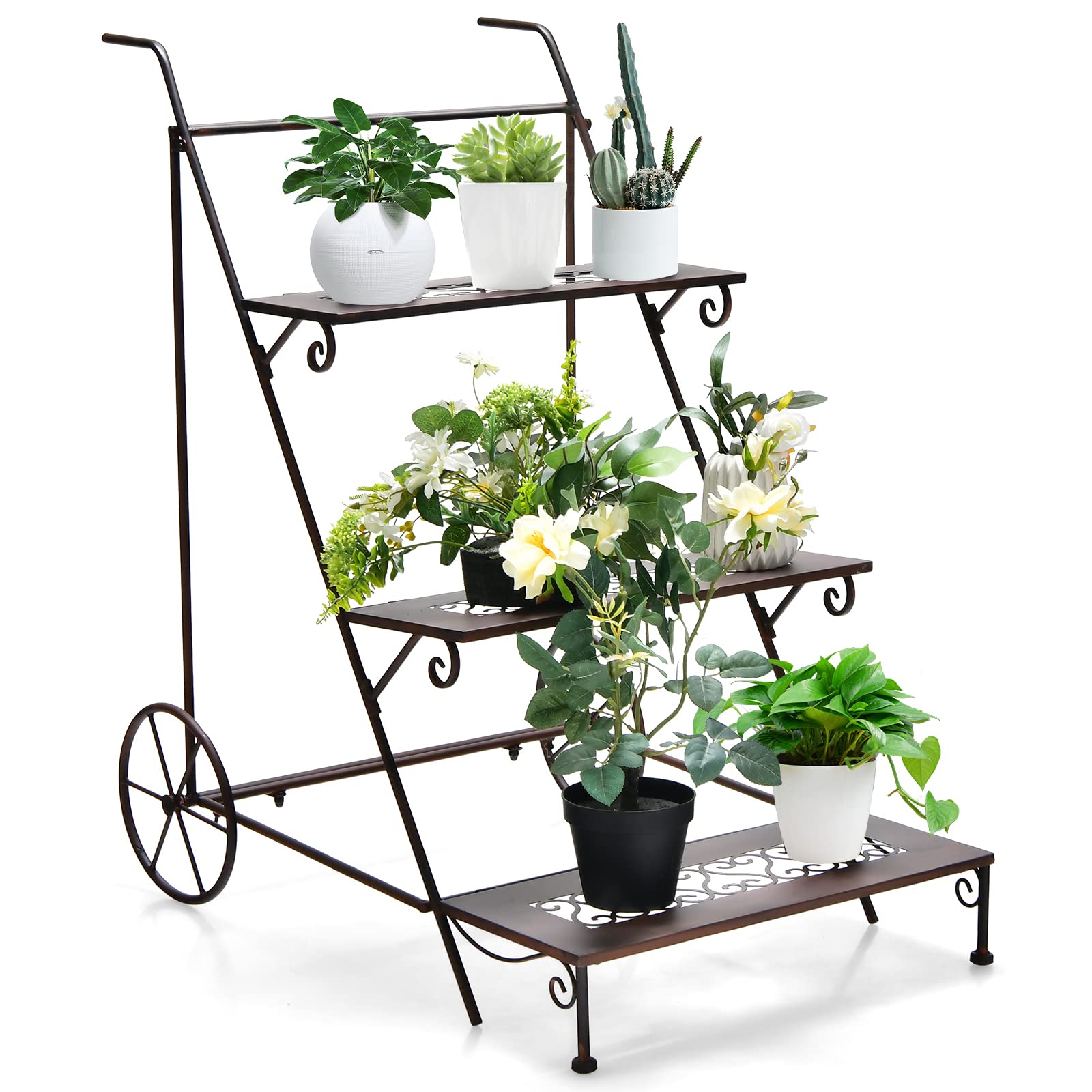 Giantex 3-Tier Metal Flower Cart 