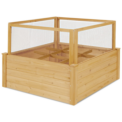Wood Garden Bed with Critter Guard Fence (42" LX42 WX32.5 H) 