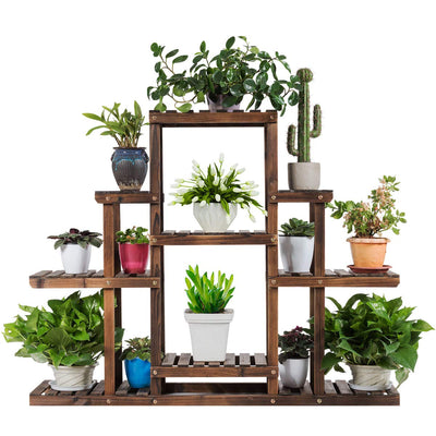 Giantex Flower Rack Wood Plant Stand Wood Shelves Bonsai Display Shelf 