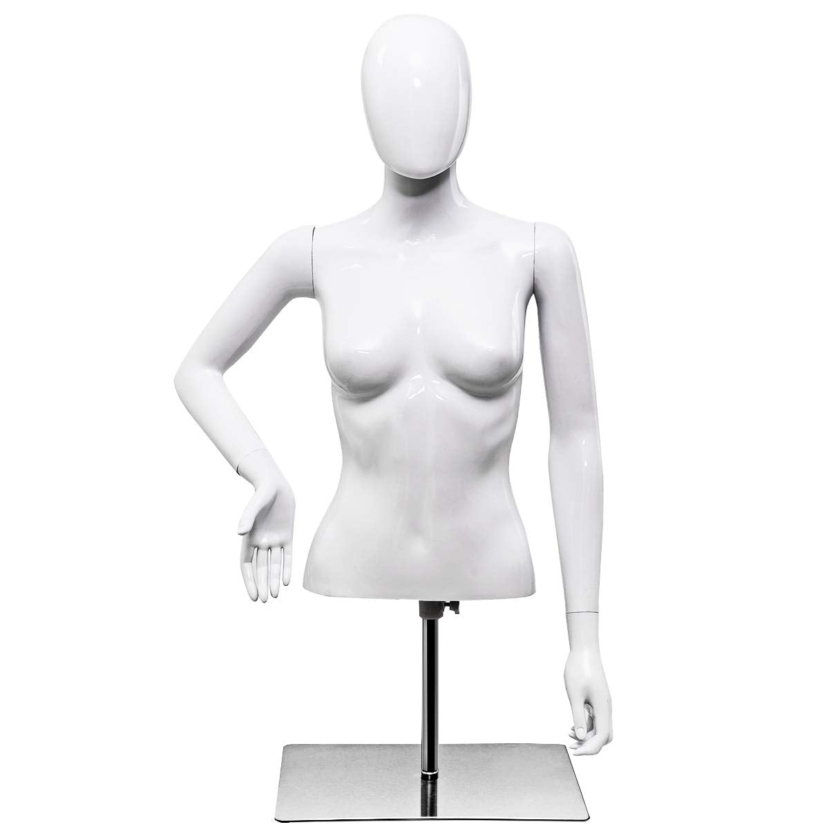 Female Mannequin Torso Adjustable Height Detachable Arms Dress Form 