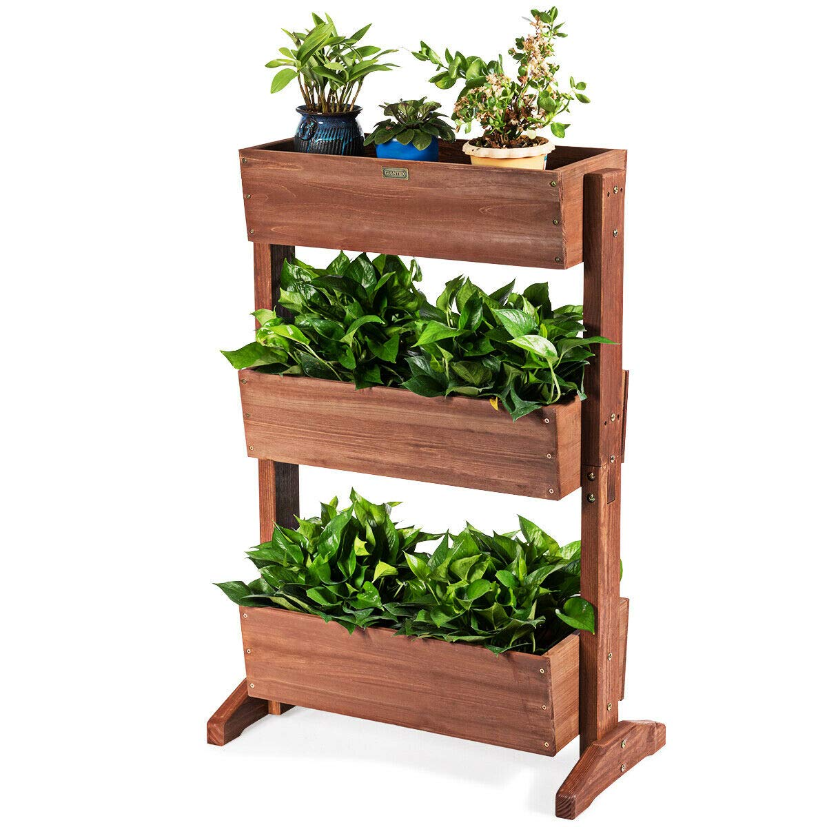 Giantex Classification Storage Box Shelf for Indoor Outdoor Flower Stand (Nut-brown) 