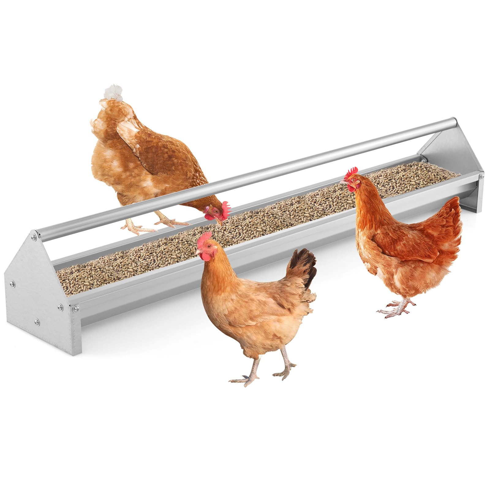 Giantex Chicken Feeding Trough 45" Long - Heavy Duty Galvanized Steel Chicken Feeder 