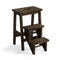 Giantex Folding 3 Tier Step Ladder, Multifunction 3-in-1 Wood Step Stool with Anti-Slip