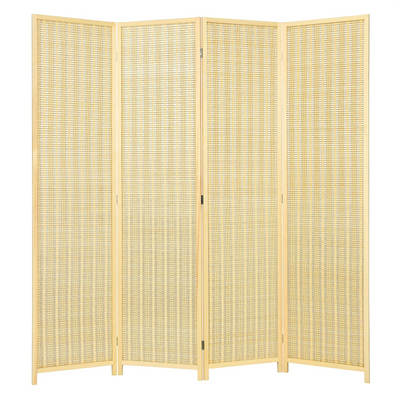 Giantex 4 Panel 6 Ft Tall Bamboo Room Divider, Folding Privacy Screen, Natural 