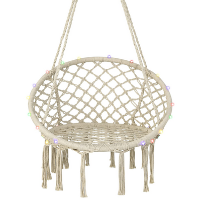 Hammock Chair with Led Lights | 330 Lbs Weight Capacity Hanging Chair for Indoor and Outdoor Use Swing Chair 