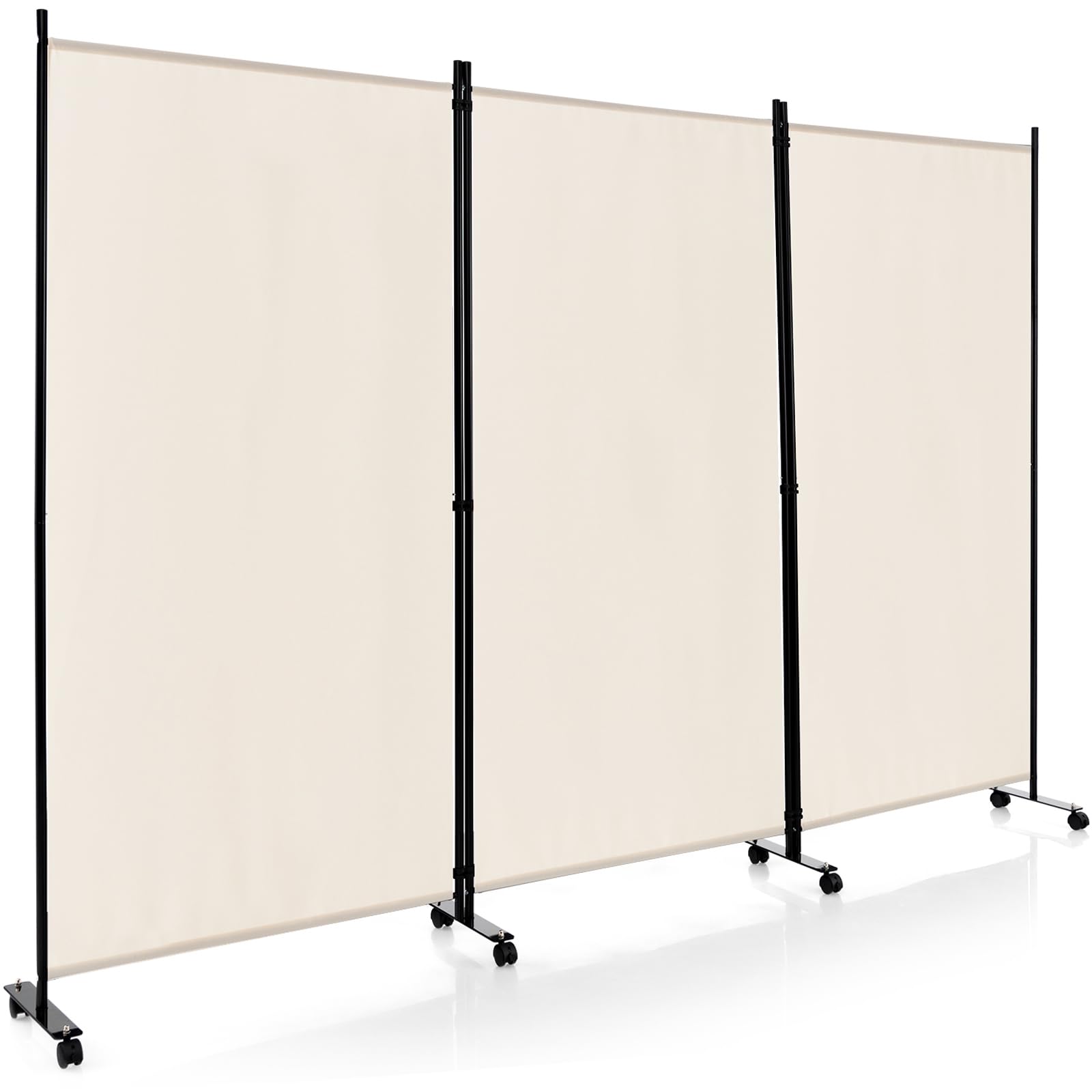 Giantex 3 Panel Room Divider with Wheels, 103''W x 71''H Folding Privacy Screen