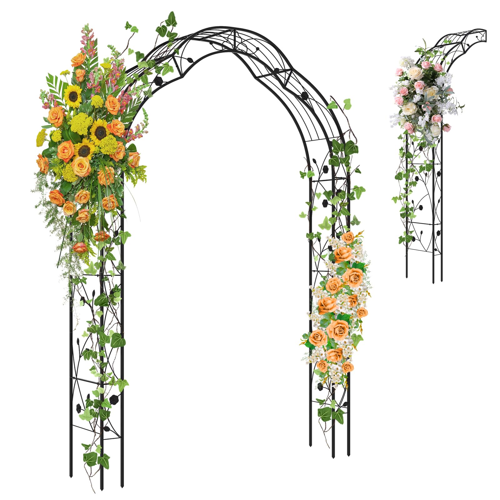 Giantex Garden Arch, 8.2 FT Metal Garden Arbor with 7 Sizes Combination and 6 Stakes