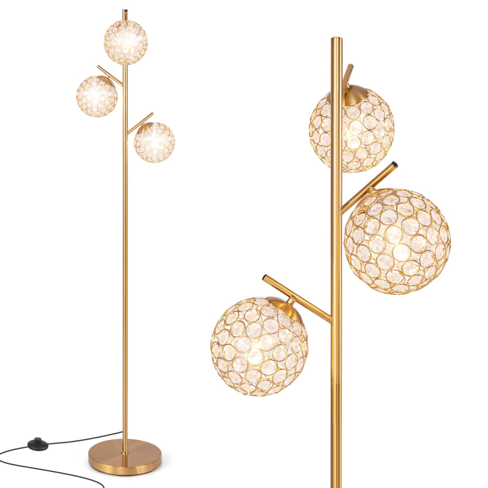 Giantex 3 Globe Floor Lamp - Mid Century Modern Floor Lamps for Living Room, Acrylic Lampshade 