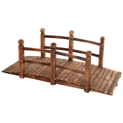 Giantex 5 Ft Wooden Garden Bridge, Stained Wood/Natural Wood Garden Bridge 