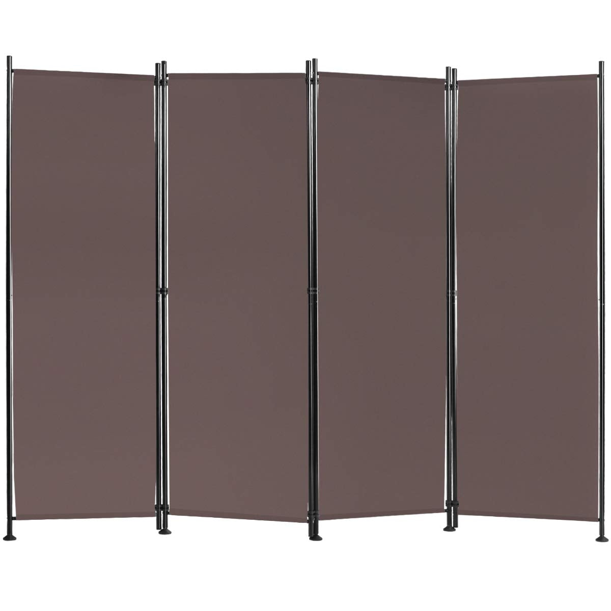 Giantex 4 Panel Room Divider, 5.6 Ft Folding Privacy Screen with Adjustable Foot Pads (Coffee)