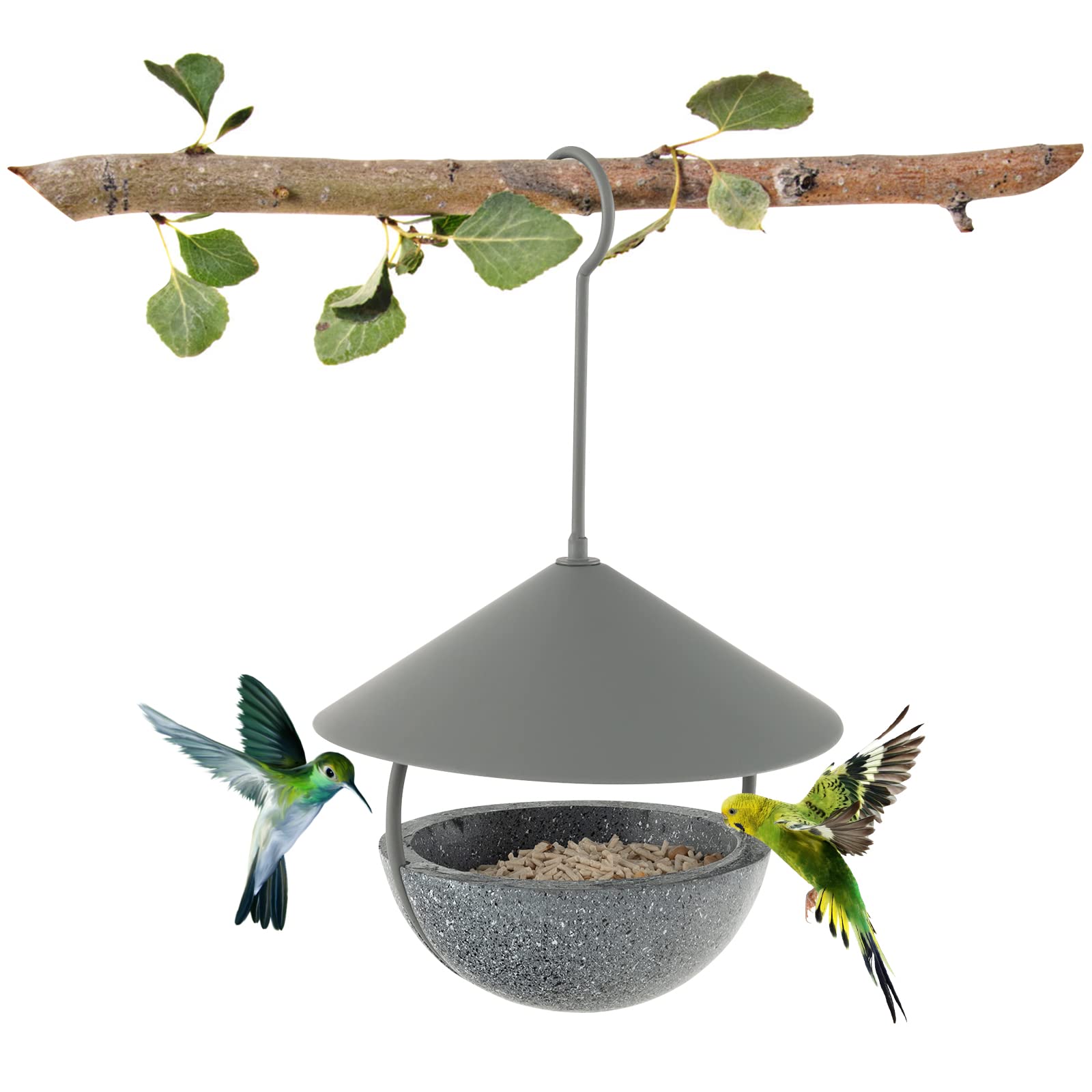 Giantex Bird Feeder, Hanging Wild Bird Feeder Bath with Removable Resin Feed Bowl and Waterproof Metal Roof 