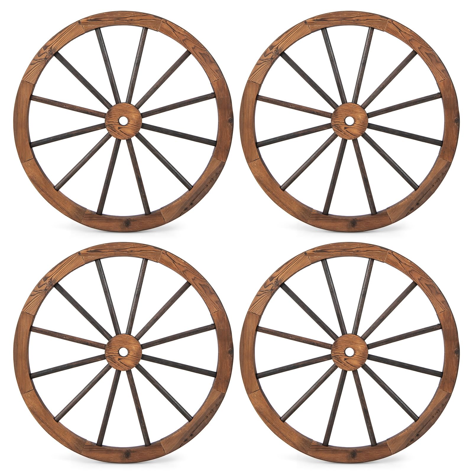 Giantex 30-Inch Wagon Wheels 4 Pieces, Decorative Wooden Wheels