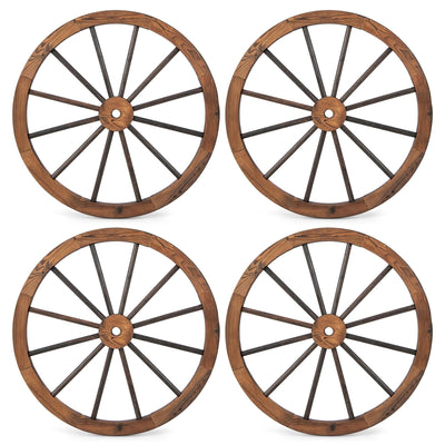 Giantex 30-Inch Wagon Wheels 4 Pieces, Decorative Wooden Wheels 