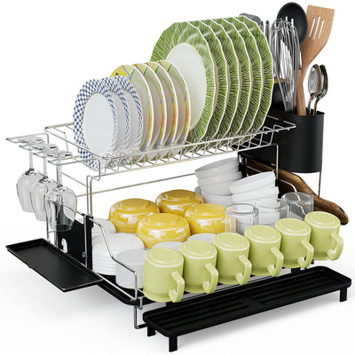 Giantex Large Dish Drying Rack and Drainboard Set 