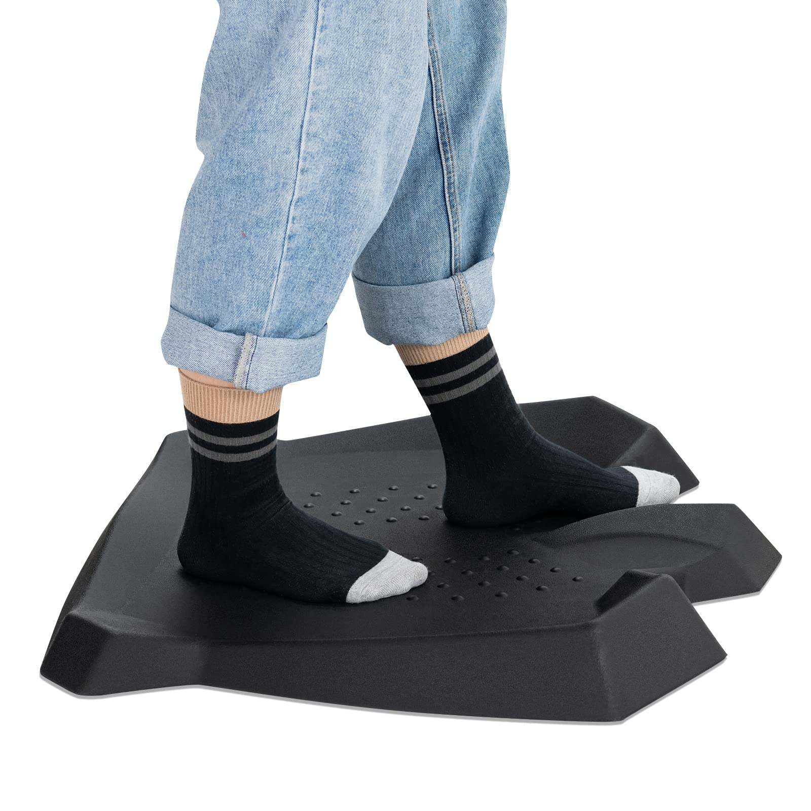 Giantex Anti Fatigue Mat, Not-Flat Standing Mat w/ Foot Massage Points Diverse Terrain & Beveled Edges 