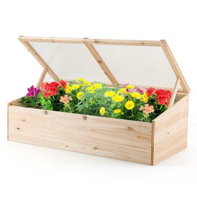 Giantex Wood Cold Frame, Mini Garden Greenhouse, Transparent Flip Top Lid(Farmhouse) 