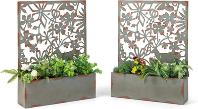 Giantex Raised Garden Bed with Trellises, Freestanding Retro Planter Boxes Set of 2 