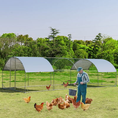 Giantex Large Metal Chicken Coop, Dome Shaped Poultry Cage Hen Run House Rabbits Habitat for Backyard Farm Outdoor 