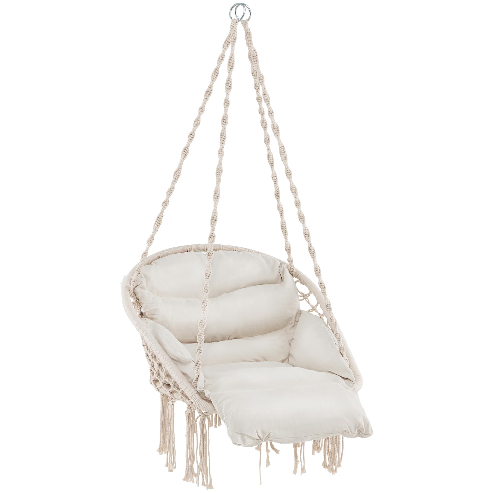 Giantex Hanging Chair Outdoor, Hammock Chair with Thick Cushion & Macrame 