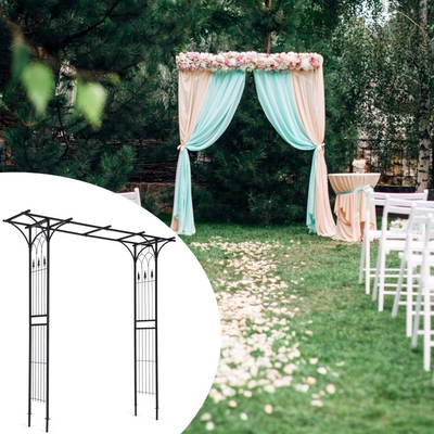 Giantex Metal Garden Arch, Wedding Arbor for Ceremony, Pergola Arbor Garden Trellis for Various Climbing Plant 
