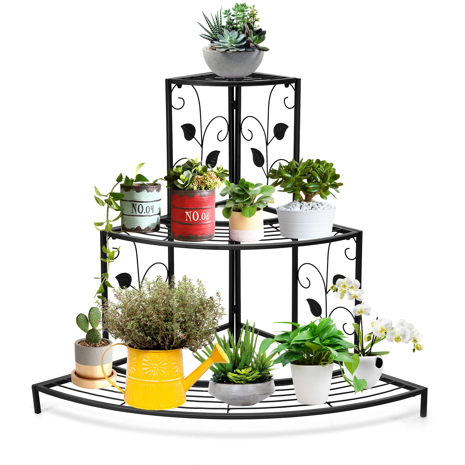 Giantex 3 Tiers Corner Shelf Metal Plant Stand 