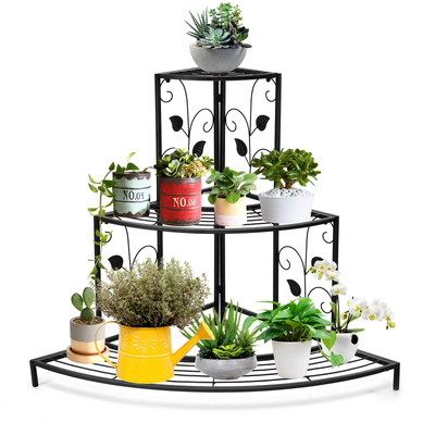 Giantex 3 Tiers Corner Shelf Metal Plant Stand 