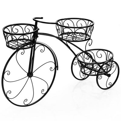Giantex Tricycle Plant Stand Flower Pot Cart Holder with 3 Decorative Wheels 