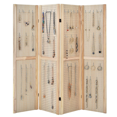 Giantex 4 Panel 5 Ft Pegboard Display, Folding Privacy Screen 