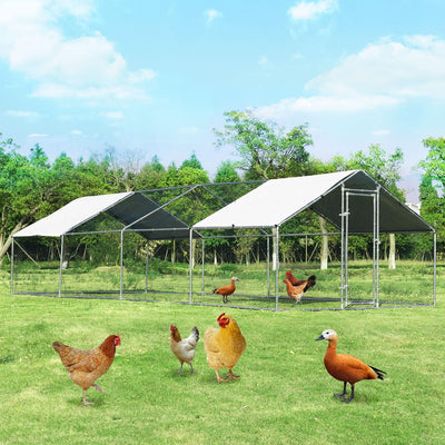 Giantex Large Metal Chicken Coop, Walk-in Chicken Coops Run House Shade Cage with Waterproof 