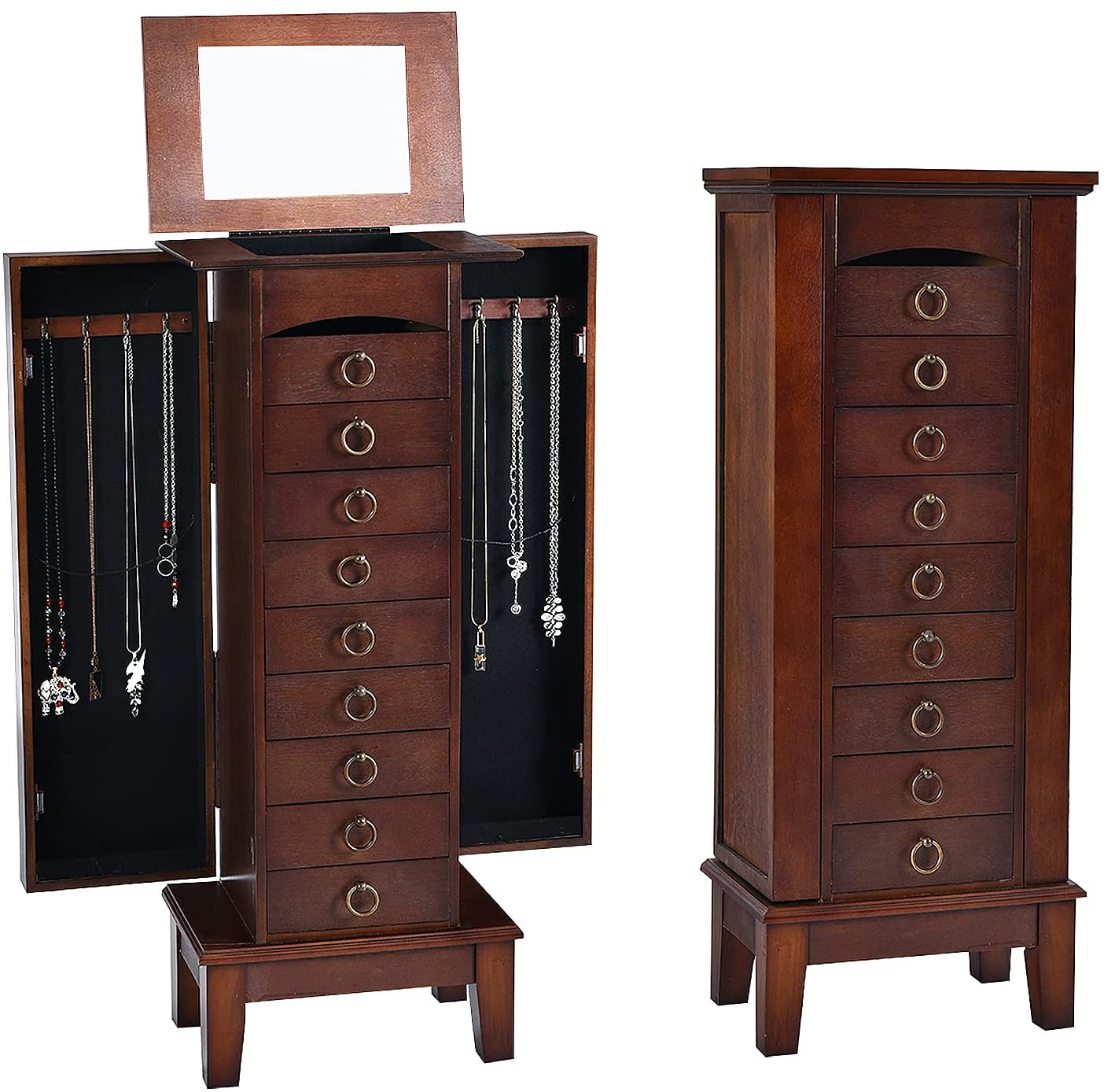 Jewelry Cabinet with Top Compartment Bedroom Armoire with Large Storage