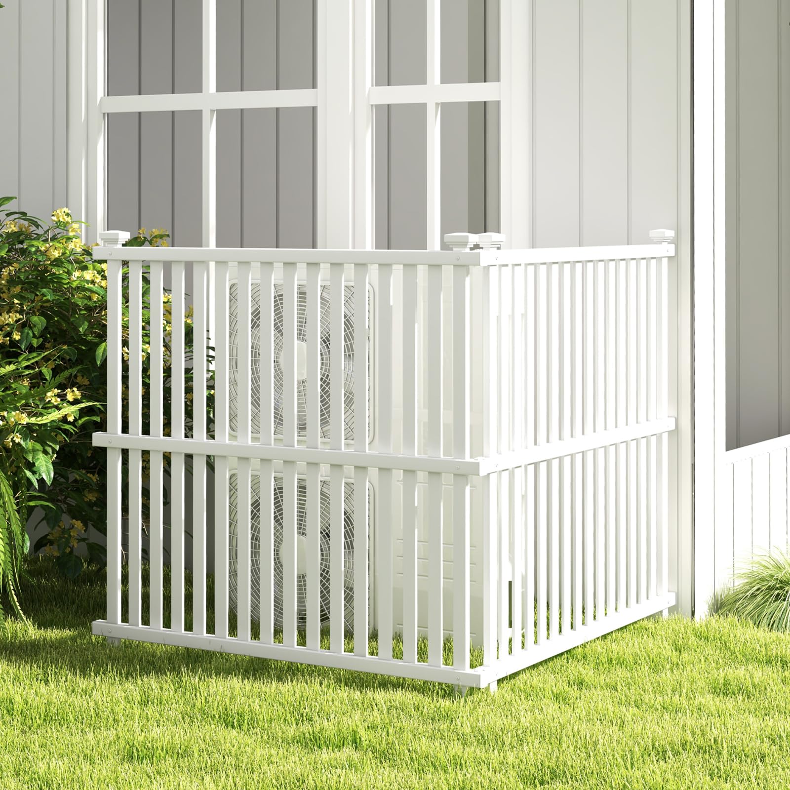 Giantex Air Conditioner Fence 2/4 Panels - 45''W x 45''H Outdoor Fence Privacy Screen with Metal Stakes