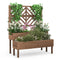 Giantex Raised Garden Bed with Trellis, 2-Tier Wooden Planter Box with Legs and Drain Holes (Brown)