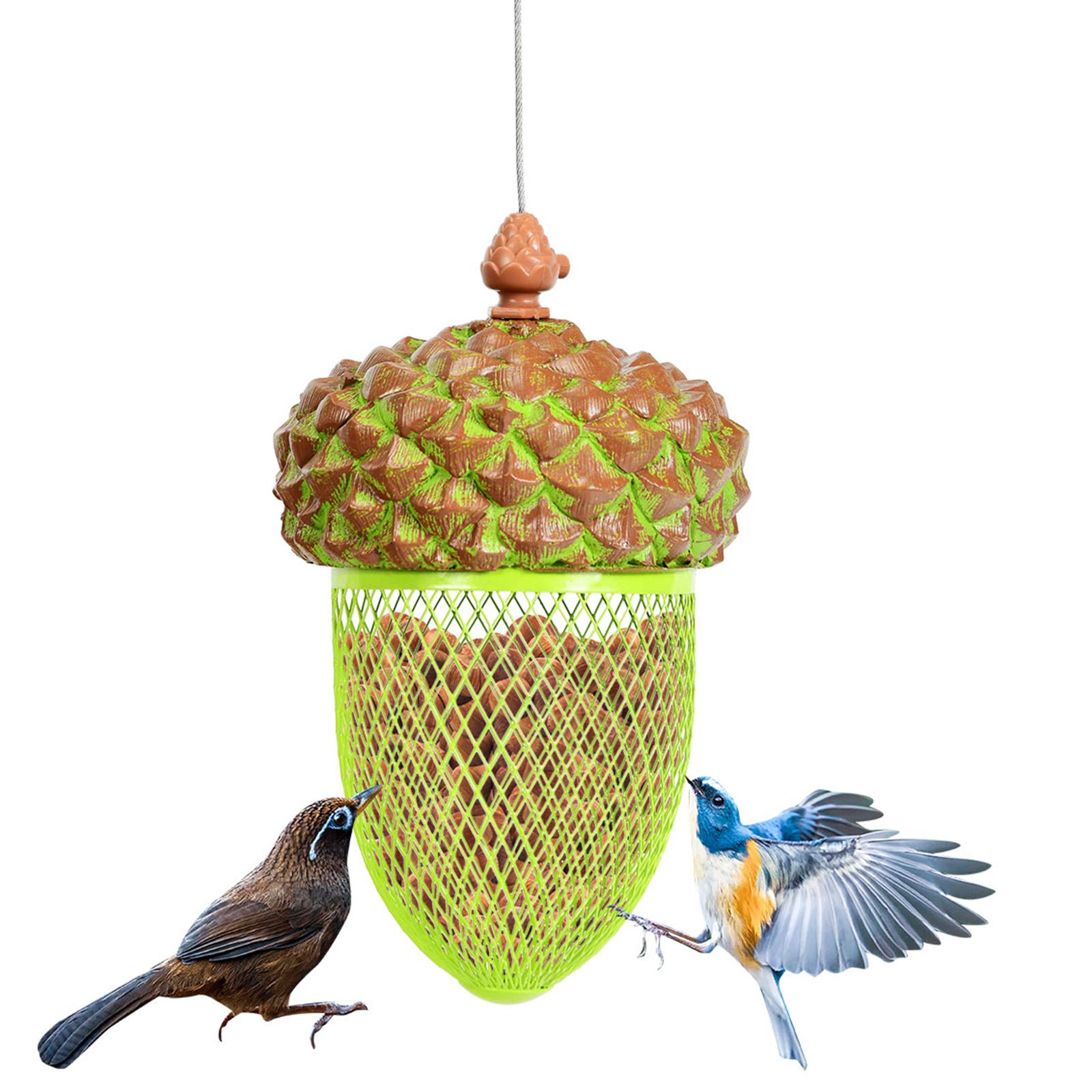 Giantex Metal Acorn Bird Feeder, Outdoor Hanging Food Dispenser with Stainless Steel Wire and Iron Grid 