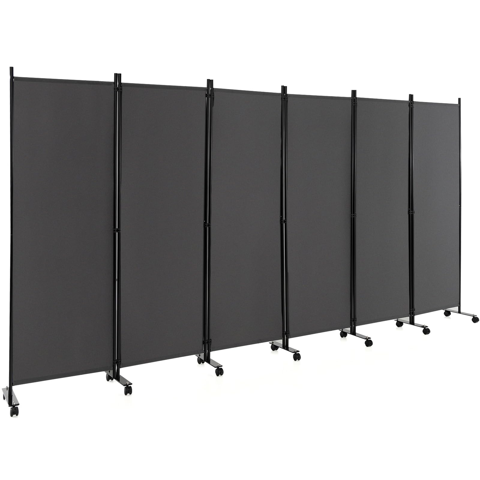 Giantex 6 Panel Room Divider, 132''W x 68''H Large Folding Privacy Screen, Rolling Partition Room Dividers for Home Office Studio Separation 