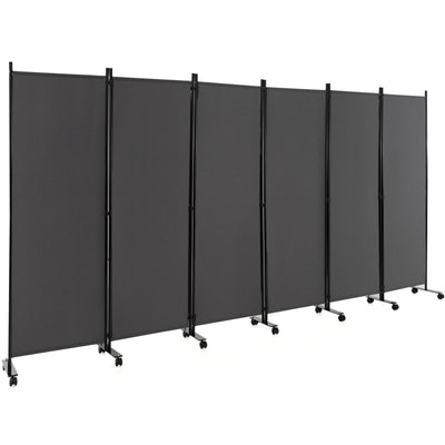 Giantex 6 Panel Room Divider, 132''W x 68''H Large Folding Privacy Screen, Rolling Partition Room Dividers for Home Office Studio Separation 