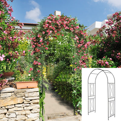 Giantex Garden Arbors Trellises, 7.2FT Metal Garden Arch for Climbing Plants Roses 