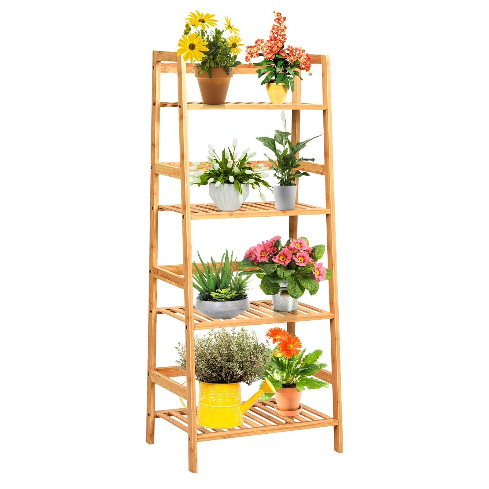 4-Tier Ladder Shelf Plant Stand | Bamboo Flower Pots Holder 