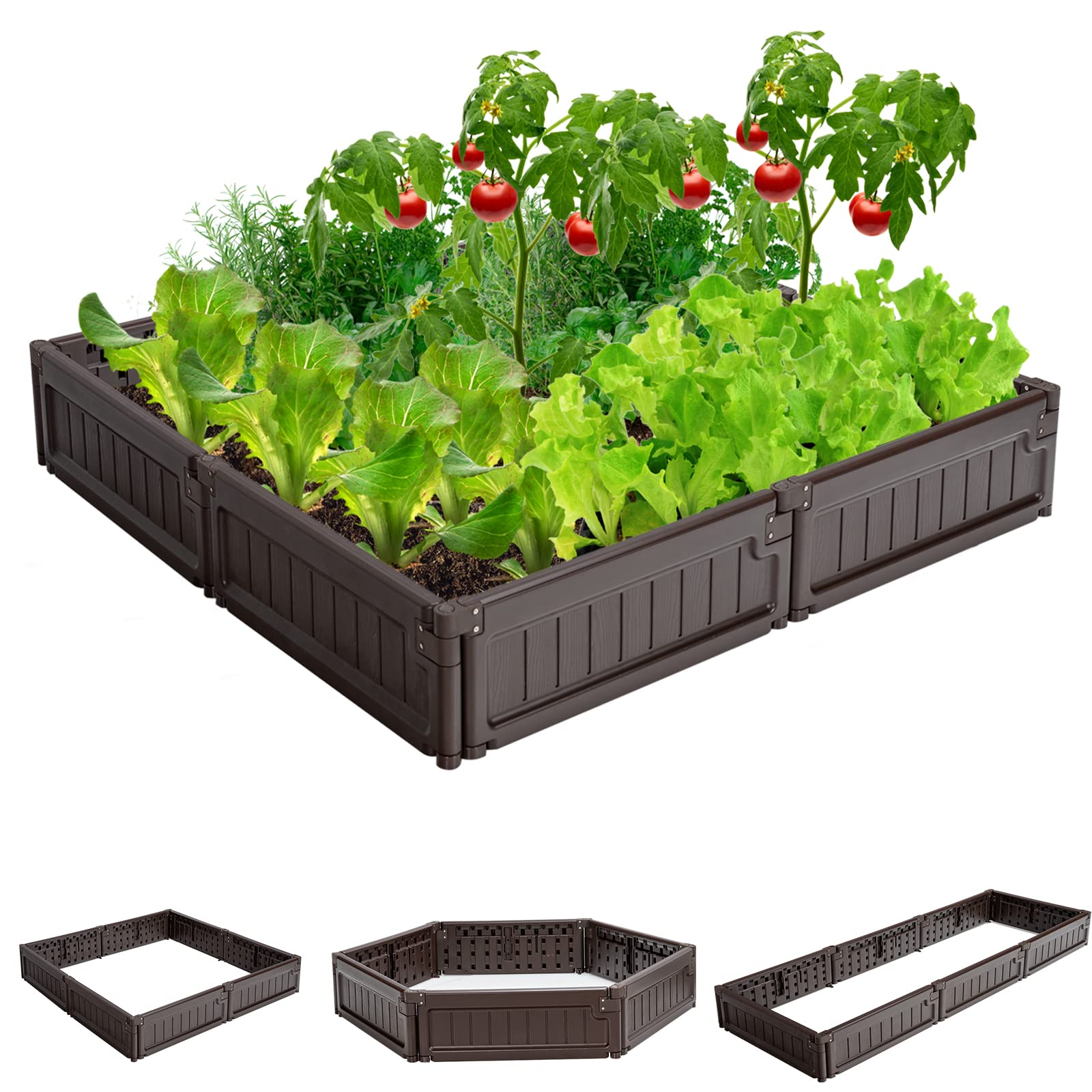 4x4 Ft Planter Raised Bed, Octagon Garden Bed for Vegetable Flower Succulents Fruits 