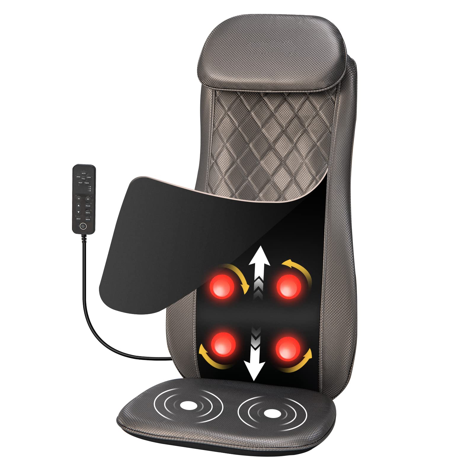 Giantex Back Massager Chair Pad - Massage Seat Cushion with Heat & Vibration 